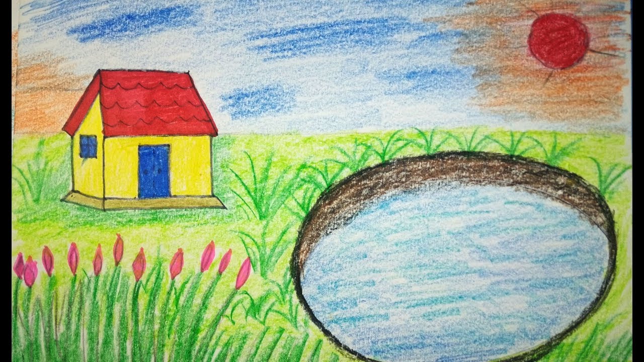 Pond Drawing For Kids