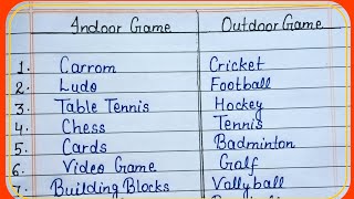 Indoor and Outdoor Game //10 indoor and outdoor games//game names in english