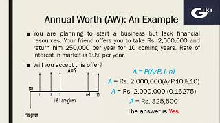 1 Basics of Annual Worth Analysis with examples chapter 6 Engineering Economics