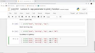 Python in 5 minutes | Lecture 3 | sep parameter of print( ) function