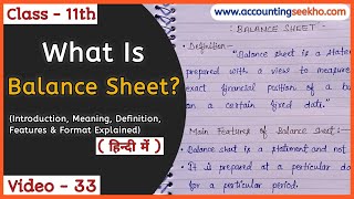 What Is Balance Sheet? | Meaning, Definition And Format Of Balance Sheet | हिन्दी में |