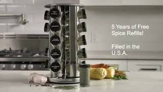 Kamenstein 20 Jar Revolving Countertop Spice Rack with Spices Included FREE Spice Refills