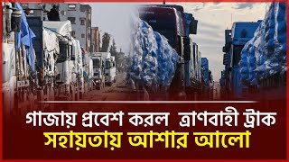 যুদ্ধবিরতির দ্বিতীয় দিনে গাজায় প্রবেশ করল ৯১৫ ত্রাণবাহী ট্রাক  | Gaza Food Truck | Daily Vorer Akash