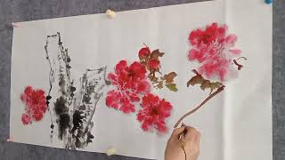 踏春时节牡丹醉，知非老师写意牡丹创作视频Freehand peony creation video