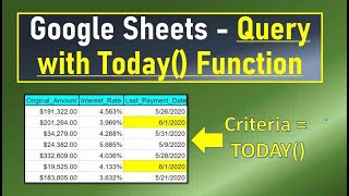 Google Sheets Query with Today Function