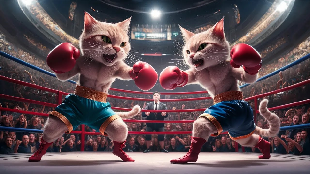 4k Ai Art Animal Lookbook Cat Al Art Video Cats Boxing Ring Fight 2