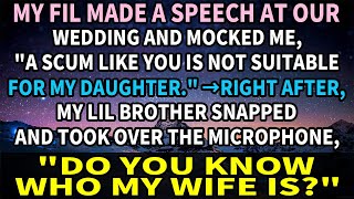 My FIL made a speech at our wedding and mocked me, "A scum like you is not suitable for my daught...