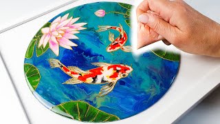 WOW! 3D Koi Fish POURING on a MIRROR! ❤️ - Exciting Techniques! | AB Creative