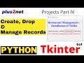 Creating MySQL product table then adding records deleting and dropping table from Tkinter