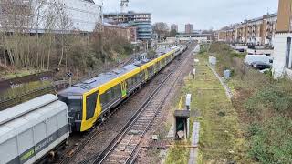 66142 hauling Merseyrail Class 777 delivery through Kensington Olympia on 14/02/24