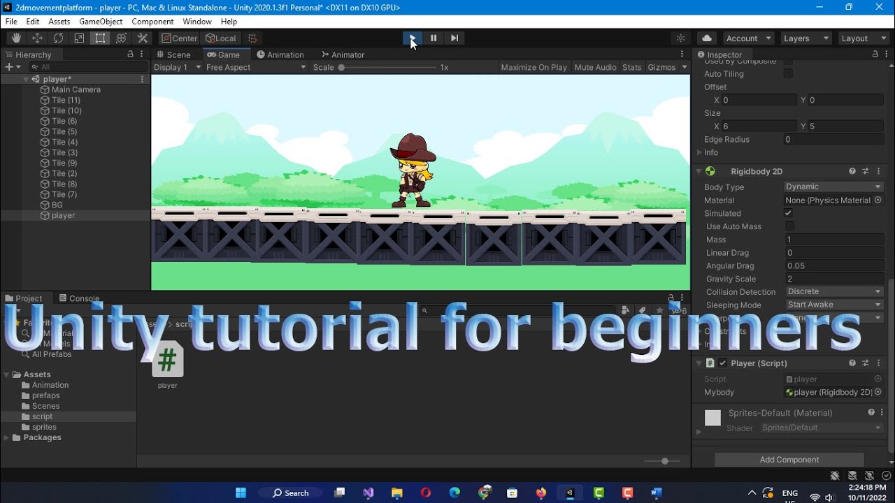 Unity Tutorial For Beginners 2d Platformer Movement And Animation ...