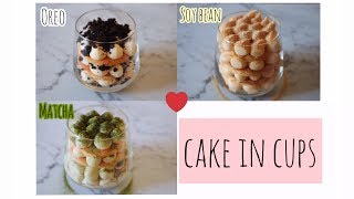 [ENG SUB]Cake in cups, 3 different flavours, recipes in details🍰杯子蛋糕，抹茶，豆乳，奥利奥，超详细食谱🍰