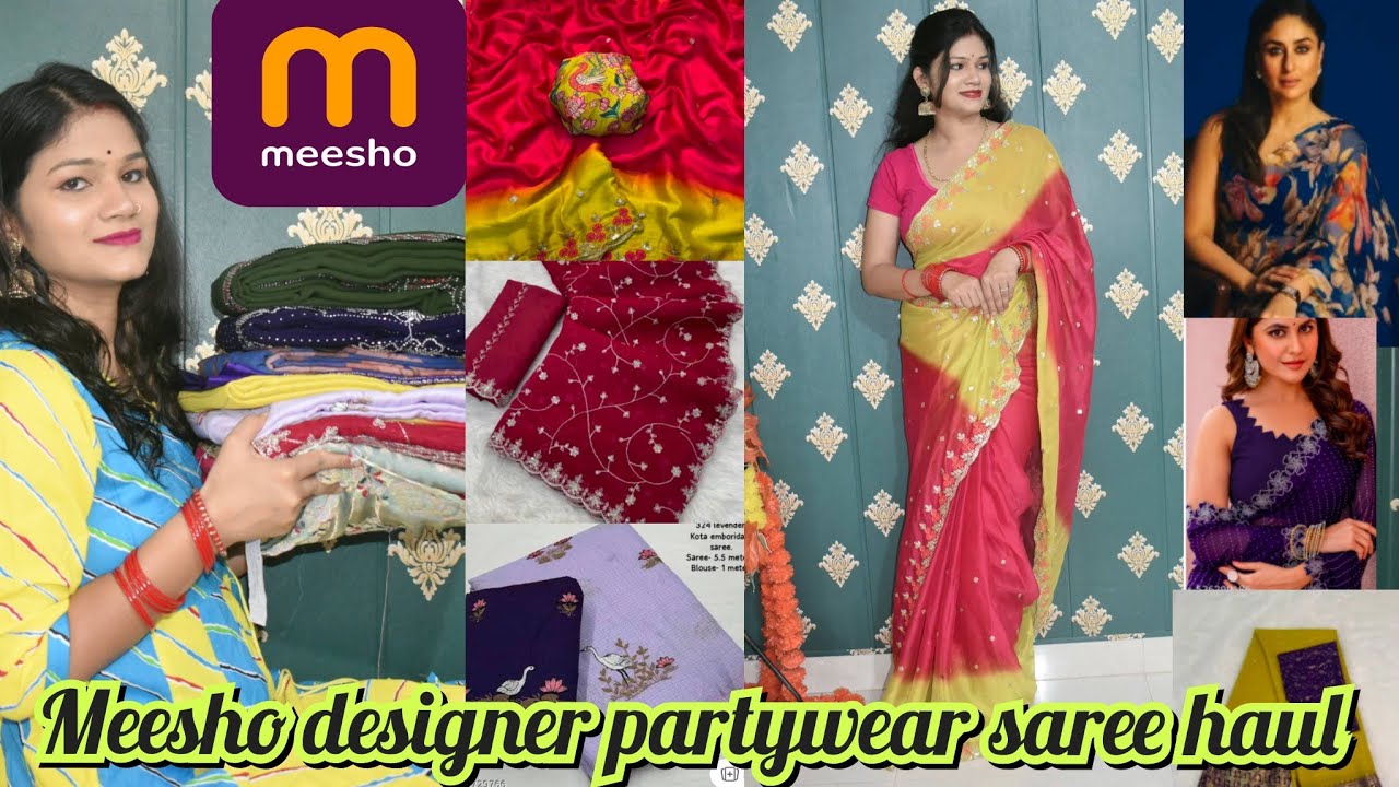 Meesho New Designer Partywear Saree Haul Affordable Saree Collection