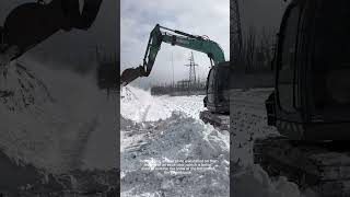 Add an iron plate to the excavator bucket, and it instantly turns into a snow - clearing machine.