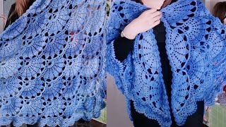 Shell Flower Shawl**Crochet Triangle Shawl Tutorial(शाॅल)