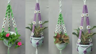 DIY | 2 Macrame Plant Hanger With Floral | Tutorial | Easy Macrame Plant Hanger