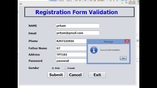 Validating Registration Form Application in Java Netbeans with Regular Expression