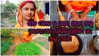 ଶୀତ ସକାଳକୁ ଆଳୁ ପରଟା#village #vlog #vlogger #vlogs #daily #dailyvlog #recipe#odia #