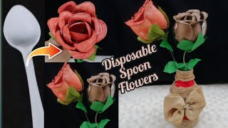 Plastic Spoon Flower and Plastic Bottle Vase/DIY Rose Flower/Best Reuse Idea/Recycle Plastic Bottle