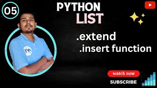 List extend function| insert function in python(Hindi) @programmingwithamit #pythonlist #avit