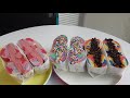 making colorful rainbow bagels cream cheese korean street food