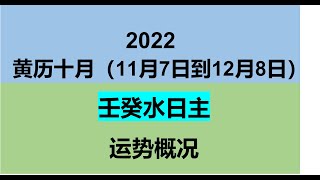 2022黄历10月（11/7-12/6）壬癸水日主运势