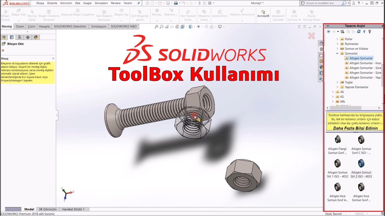 SolidWorks ToolBox Kullanımı - YouTube