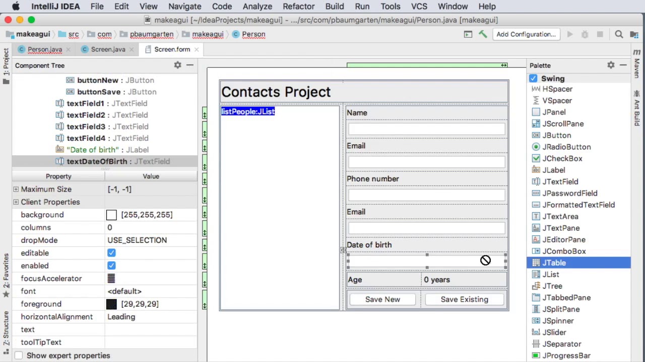 Java Guis Part 3 Code The Person Class Youtube