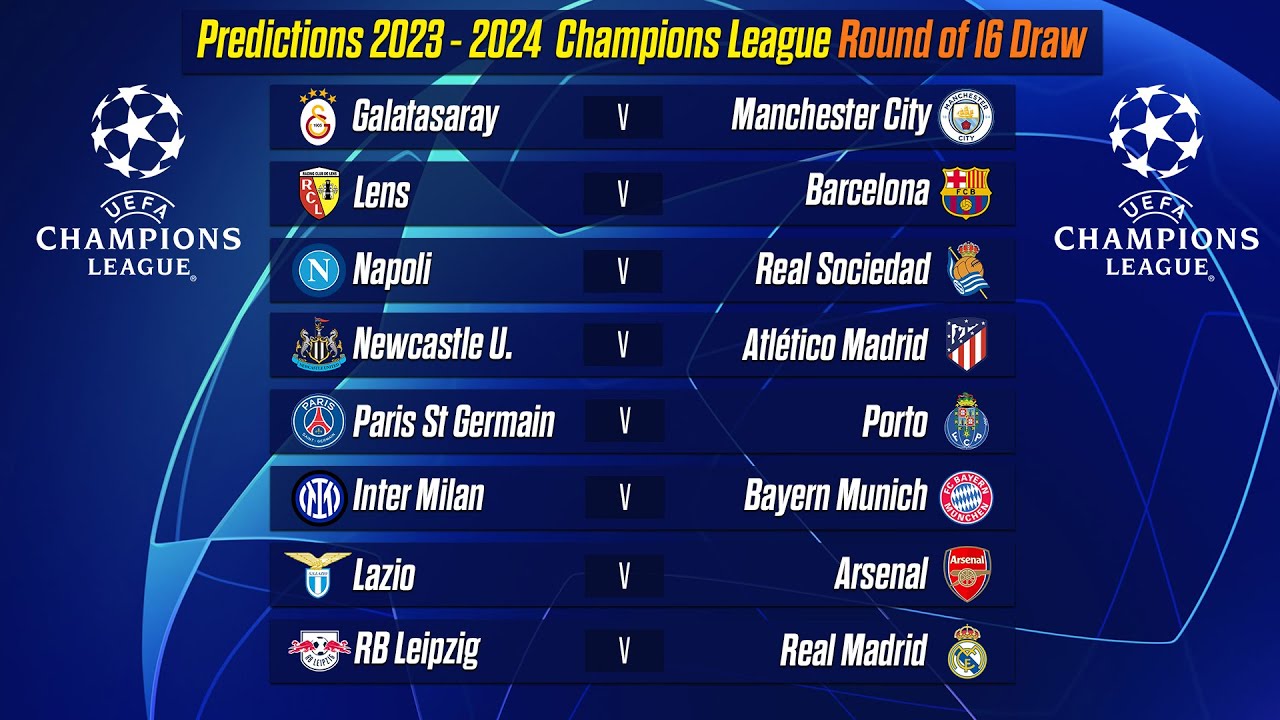 2023 - 2024 Predictions Champions League Round Of 16 Draw - YouTube