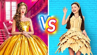 RICH PRINCESS VS BROKE PRINCESS || Popular Girl VS Poor Nerd! School Life 24 HOURS By 123 GO! BOYS