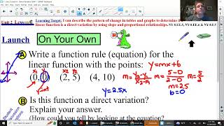 Algebra I - Direct Variation (U2L6)