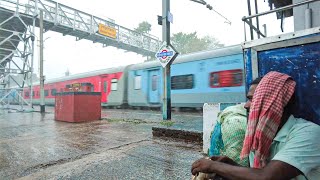 Train in Dangerous rain WAP7 yesvantpur + Agnibina Express attacks porabazar at 260 kmph - IR