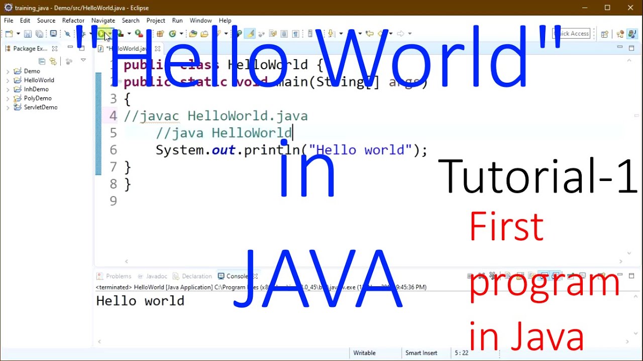 Hello World Java Program Tutorial 1 2019 Latest Youtube