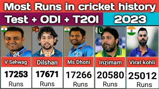 Most Runs in cricket history 2023 || Batsmen with most runs in cricket history || Test, ODI, T20I