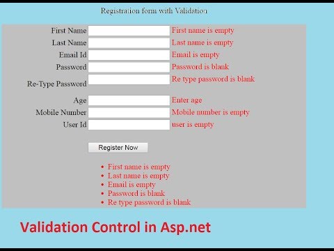 Form validation in asp.net(Validation control) Form validation in asp.net(Validation control)