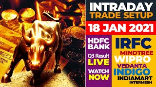 Intraday Trade Setup I Stocks In News I IRFC, Wipro, Mindtree, Indiamart, Vedanta, Indigo, Alok Ind