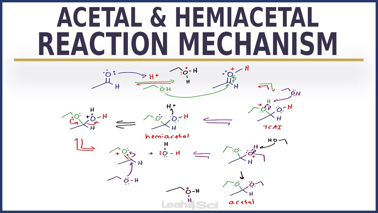 Acetal And Hemiacetal Formation Reaction Mechanism From Aldehydes And ...