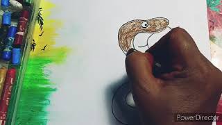 How to make Snake Drawing for kids / oil pastels drawing step by step #easy #drawing