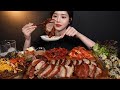 SUB)Fried Jokbal, spicy buckwheat noodles(makguksu) and rice balls Mukbang ASMR Korean Eating Sound