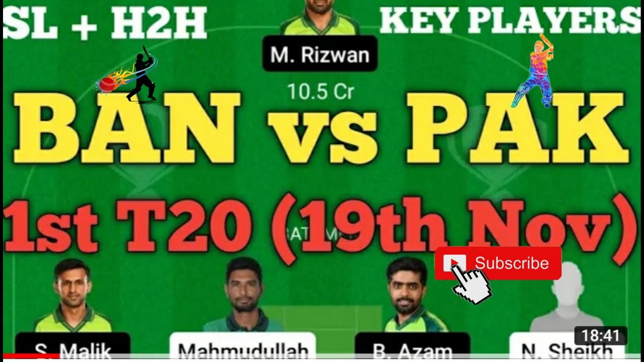 BAN Vs Pak Dream11 Team| BAN Vs PAK Dream11 Ist T20 | BAN Vs PAK ...