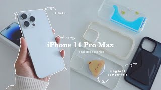 Vlog 🤍 Unboxing iPhone 14 Pro Max Silver & Accessories | Customizing Phone Grip