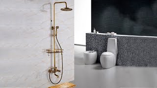 Classic Antique Brass 8 inches Bathroom Shower Set with Shelf