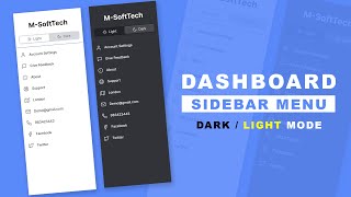 Responsive Sidebar Menu in HTML CSS & JavaScript | Dark/Light Mode