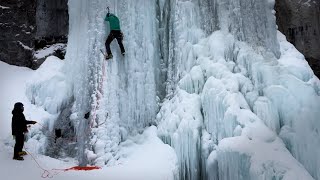 Ice climbers conquer frozen Paulina Falls