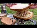 girl solo camp in rain trangia mess tin and a toasted sandwich maker danadanaw