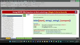 Dynamic Excel VBA InStr Function to search substrings within a string (Single and Multiple Criteria)