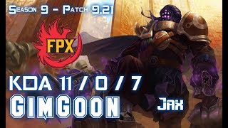 FPX GimGoon JAX vs JAYCE Top - Patch 9.21 EUW Ranked