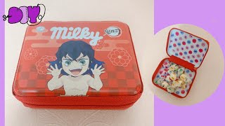 ミルキー缶をポーチにしました・簡単です・100均DIY