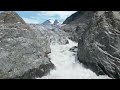 Glacial flood waters thunder off of Mendenhall Glacier August 5, 2023