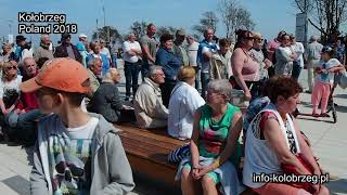 Singing, dancing, having fun. Kolobrzeg. Poland Summer 2018. Young girls